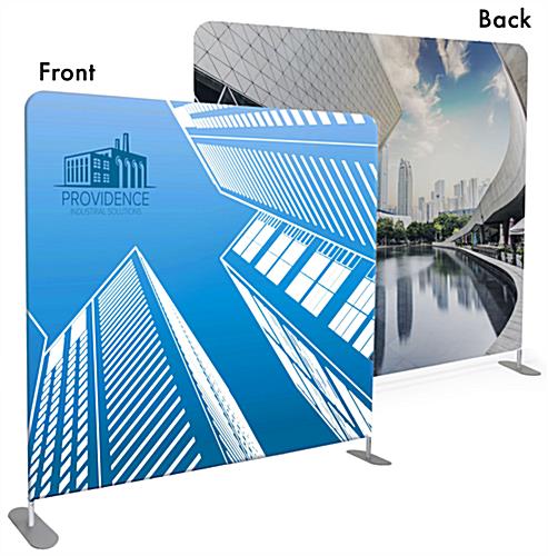 Double sided 8’ wide banner backdrop with front and back printing areas 
