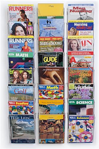 Magazine Rack Wall Mounted for 8-1/2" Wide Publications - (24) Half View Pockets