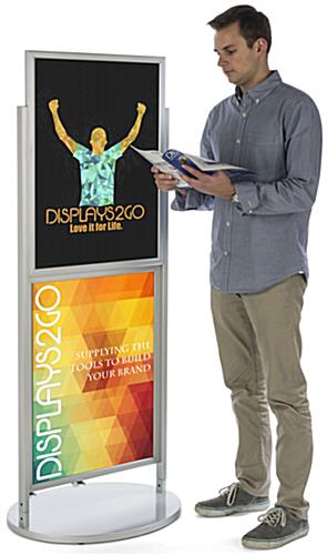 Silver Dual 22 x 28 Mobile Poster Display with Poster Inserts