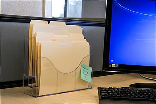 Plastic Wall File Organizer with 3 Built In Pockets, Mountable; Hardware Included