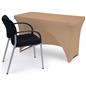 Tan stretch table cloth with open back design