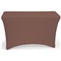 Brown stretch table cloth with flame retardant polyester design