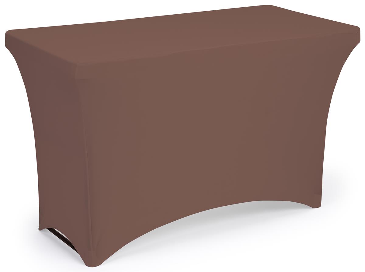 Brown stretch table cloth with 4 foot design