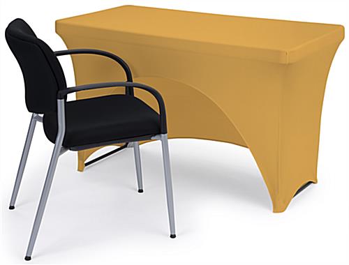 Stretch table cloth with measures 29 inches wide by 48 inches wide 