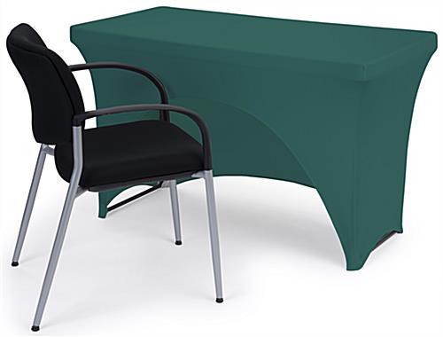 Forest green stretch table cloth with open back detail