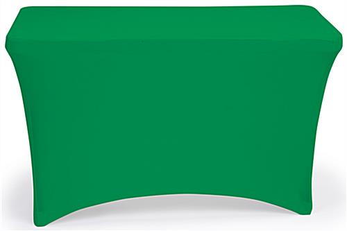 Kelly green stretch table cloth with flame retardant material 