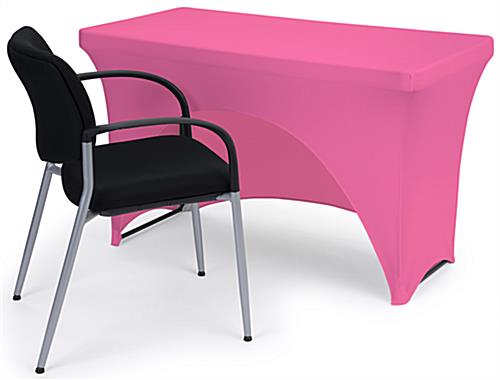 Pink stretch table cloth with fitted design