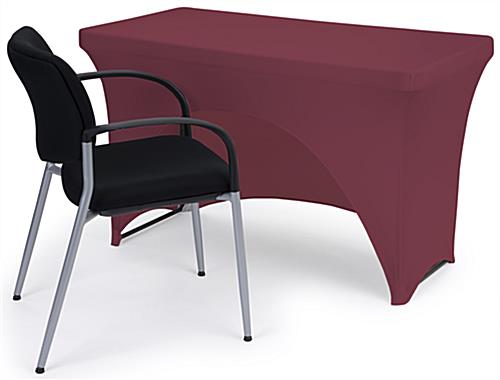 Burgundy stretch table cloth measure 29 inches wide by 4 foot long