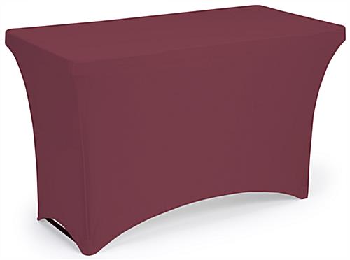 Burgundy stretch table cloth with open back design 