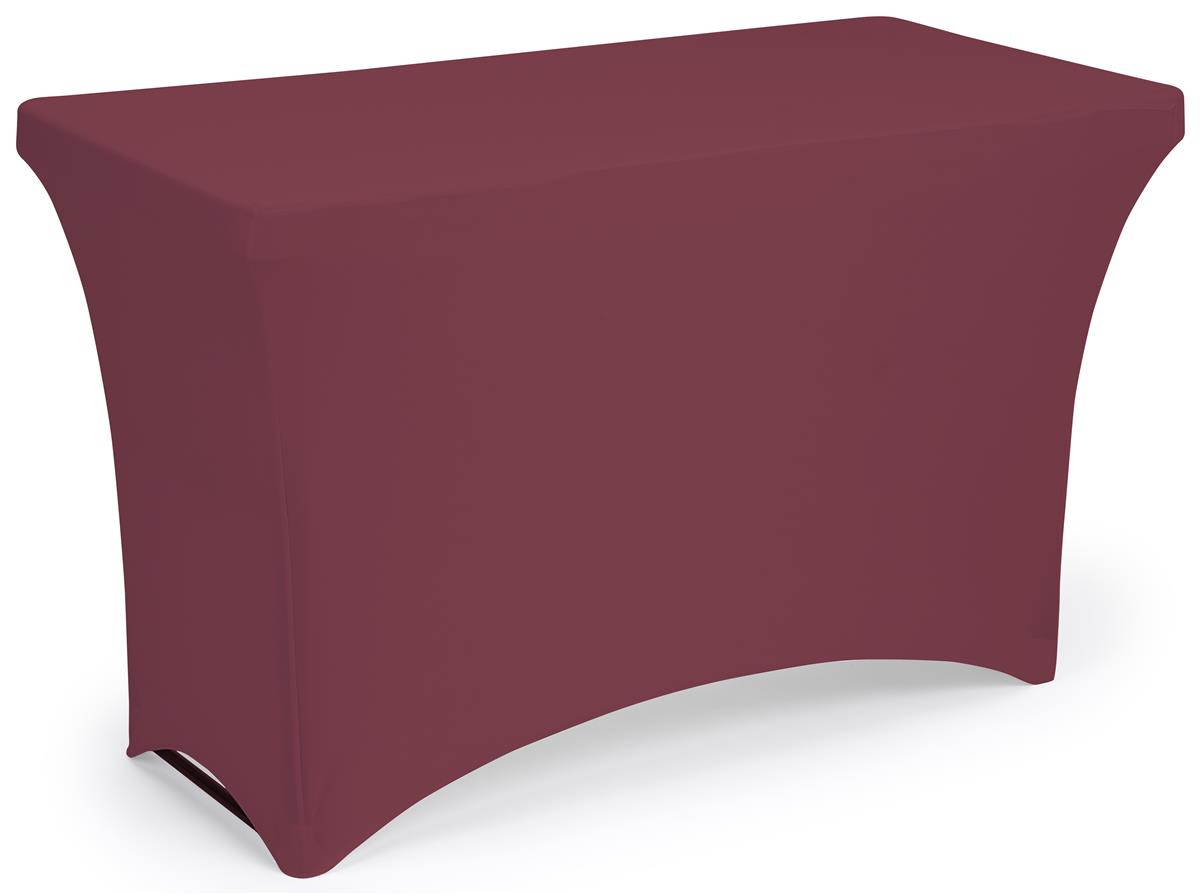 Burgundy stretch table cloth with open back design 