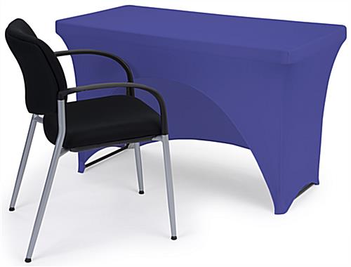 Royal blue stretch table cloth is dryer safe