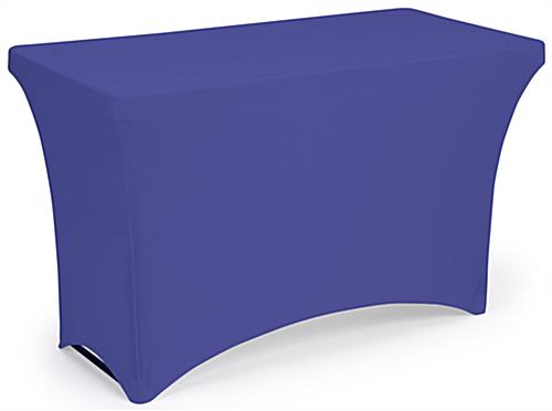 Royal blue stretch table cloth with machine washing capabilities