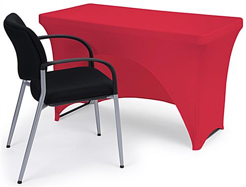 Red stretch table cloth with 4 foot design