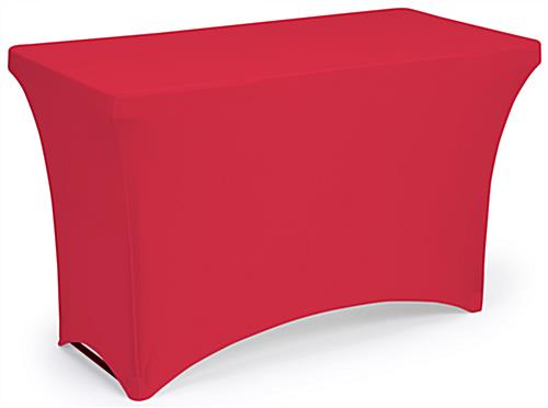 Red stretch table cloth is made of polyester 