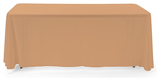 Beige 3-sided event table cloth with rounded top corners to prevent bunching