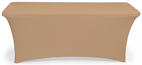 Tan stretch table cloth is made with lightweight fabric 
