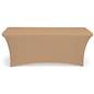 Tan stretch table cloth is made with lightweight fabric 