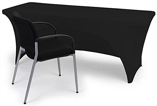 Black stretch table cloth with open back detail