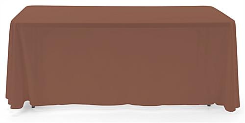 Brown 3-sided event table cloth with rounded top corners to prevent bunching