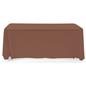 Brown 3-sided event table cloth with rounded top corners to prevent bunching