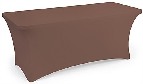 Brown stretch table cloth for 6 foot tabletops 