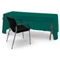 Green 3-sided event table cloth with room for seating and storage