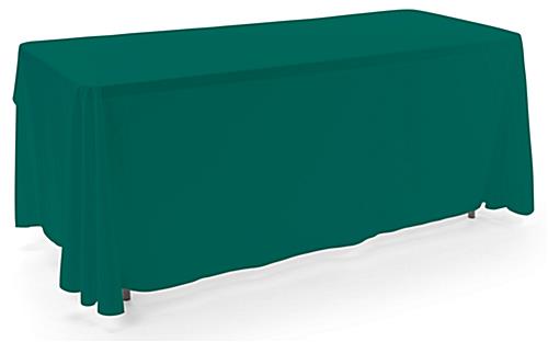 Green 3-sided event table cloth in machine washable fabric