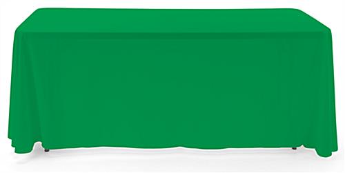 Kelly green 3-sided event table cloth with rounded top corners to prevent bunching