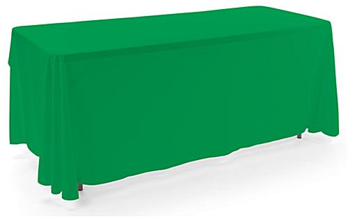 Kelly green 3-sided event table cloth in machine washable fabric