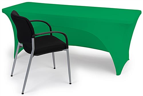 Stretch table cloth measures 29 inches wide by 72 inches long 