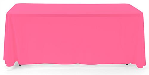 Pink 3-sided event table cloth with rounded top corners to prevent bunching