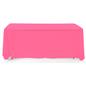 Pink 3-sided event table cloth with rounded top corners to prevent bunching
