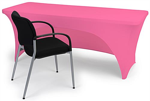 Pink stretch table cloth with wrinkle resistant fabric 