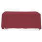 Burgundy 3-sided event table cloth with rounded top corners to prevent bunching