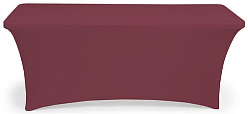 Burgundy stretch table cloth for 72 inch long tabletops