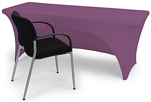 Purple stretch table cloth with wrinkle resistant design 