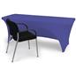 Royal blue stretch table cloth with open back skirt 