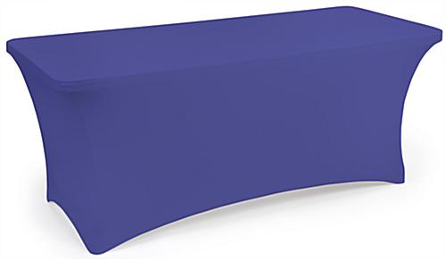 Royal blue stretch table cloth with flame retardant fabric