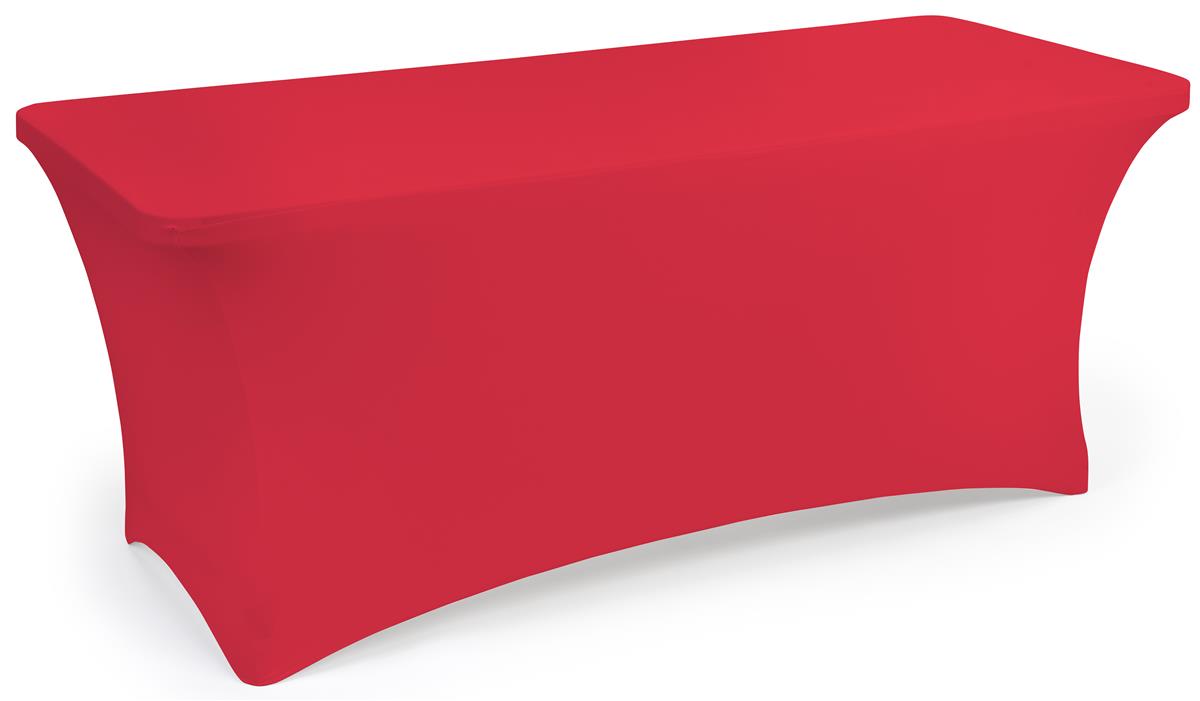 Red stretch table cloth with flame retardant fabric 