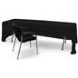 Black 3-sided event table cloth with easy access to storage and seating from behind