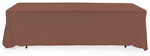 Brown 3-sided event table cloth with clean drape and rounded corner design