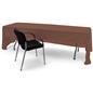 Brown 3-sided event table cloth with easy access to storage and seating from behind