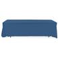 Dark blue 3-sided event table cloth with clean drape and rounded corner design