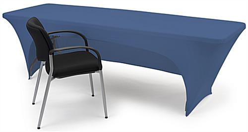 Stretch table cloth with open back design