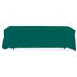 Green 3-sided event table cloth with clean drape and rounded corner design