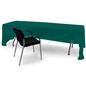 Green 3-sided event table cloth with easy access to storage and seating from behind