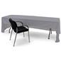 Gray open back tablecloth with easy access to extra supplies