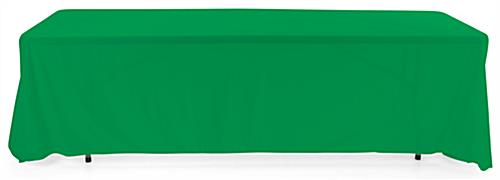 Kelly green 3-sided event table cloth with clean drape and rounded corner design