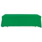 Kelly green 3-sided event table cloth with clean drape and rounded corner design