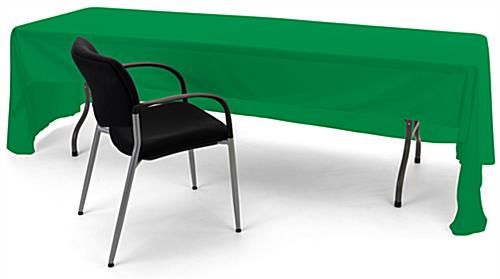 Kelly green open back tablecloth with easy access to extra supplies